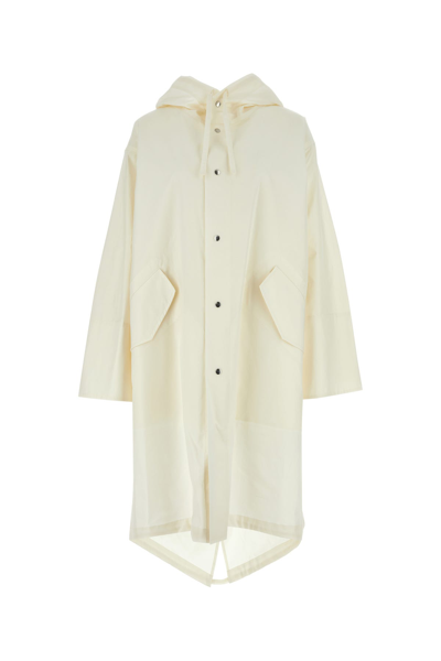 Jil Sander White Logo-print Cotton Parka Coat In Beige