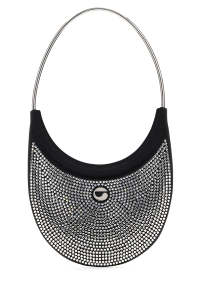 Coperni Crystal-embellished Ring Swipe Bag In Black