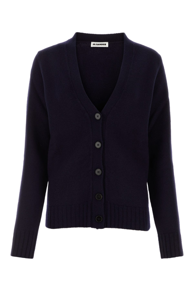 Jil Sander Black Ribbed Detail Cardigan