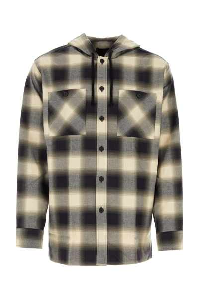 Givenchy Oversized Flannel Shirt With Embroidered Tartan Motif In Brown
