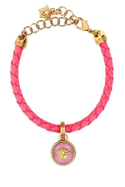 Versace Medusa 星星吊饰皮质手环 In Pink