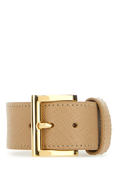 Prada Logo Plaque Bracelet In Cream