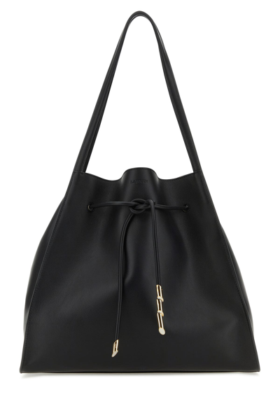 Lanvin Medium Leather Sequence Tote Bag In Black
