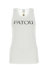 Patou Ribbed Sleeveless Cotton Tank With Round Neckline