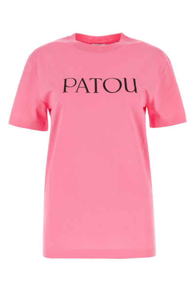 Patou Logo Cotton Jersey T-shirt In Pink & Purple