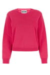 Moschino Logo Jacquard Knit Wool Blend Sweater In Pink