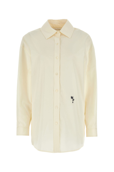 Palm Angels Palms-embroidered Poplin Shirt In White
