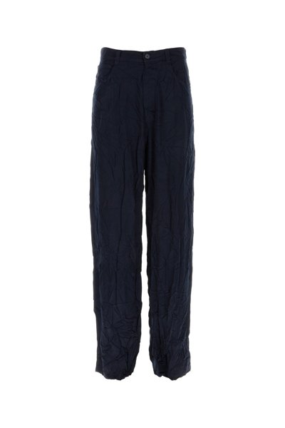 Balenciaga Crinkled Effect Baggy Trousers In Blue