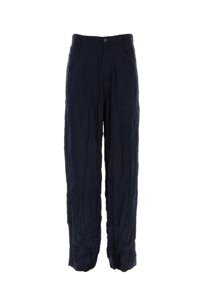 Balenciaga Satin Five-pocket Trousers For Men In Navy