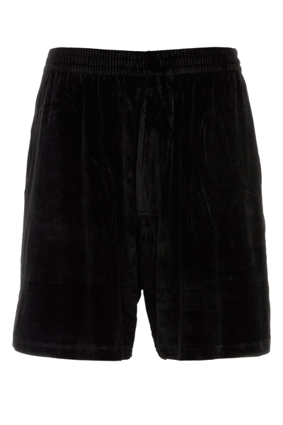Balenciaga Velvet Baggy Shorts In Black
