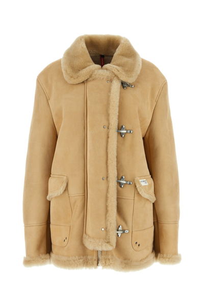 Fay Woman Beige Shearling Jacket In Brown