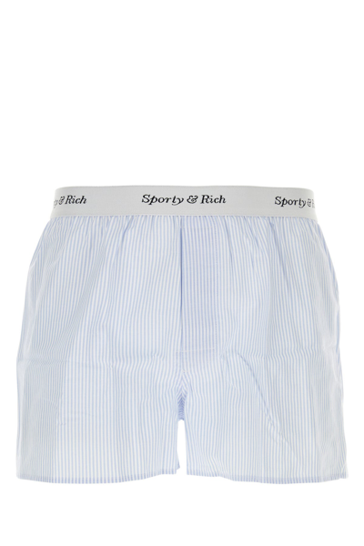Sporty And Rich Relaxed Fit Boxer With Striped Embroidery In White
