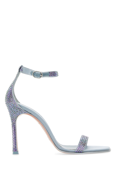 Amina Muaddi Kim Embellished Ankle Strap Sandals In Blue