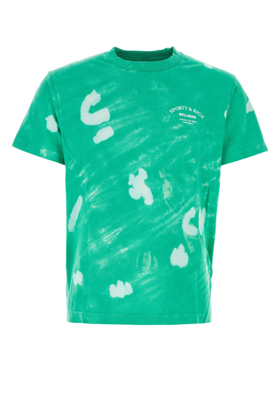 Sporty And Rich Bleached Tie-dye Crew-neck T-shirt In Green