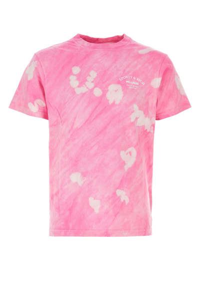 Sporty And Rich Bleached Tie-dye Crew-neck T-shirt In Pink