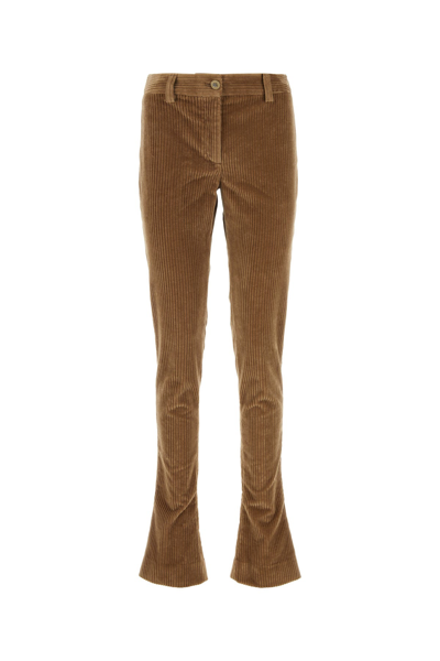 Dolce & Gabbana Flared Corduroy Trousers With Belt Loops In Brown