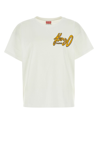 Kenzo Logo-print Cotton T-shirt In Cream
