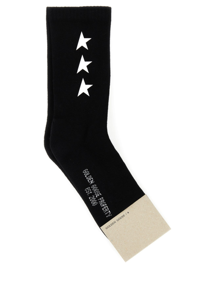 Golden Goose Ribbed Star-print Socks In Black