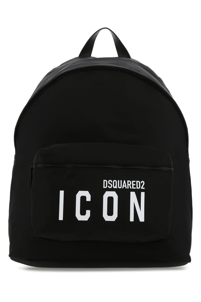 DSQUARED2 DSQUARED BLACK FABRIC BE ICON BACKPACK