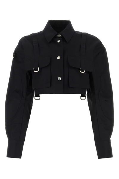 Off-white Cropped Cotton Jacket In Black