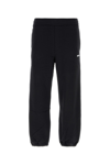 Msgm Black Cotton Fleece Pants With Logo Print