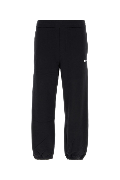 Msgm Logo Print Jogging Pants In Black