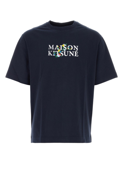 Maison Kitsuné Logo Cotton Oversized T-shirt In Blue