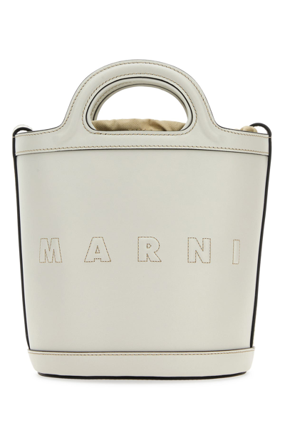 Marni Designer Handbags Tropicalia Small Bucket Bag In Cream