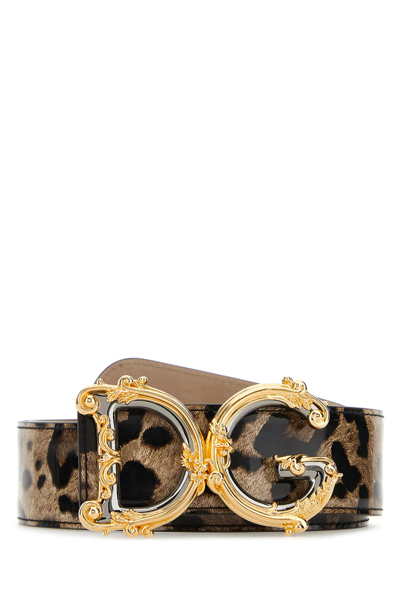 Dolce & Gabbana Logo Animalier Belt In Brown