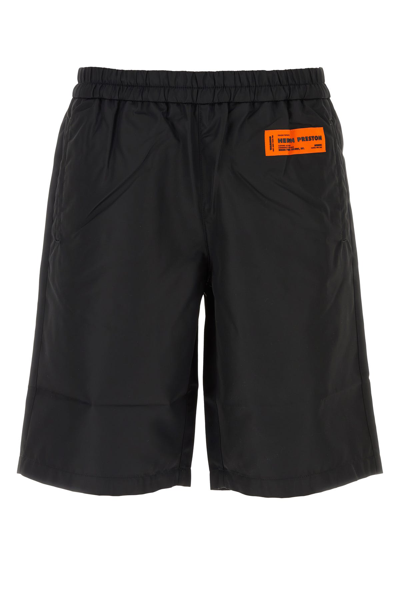 Heron Preston Logo-patch Drawstring Swim Shorts In Black