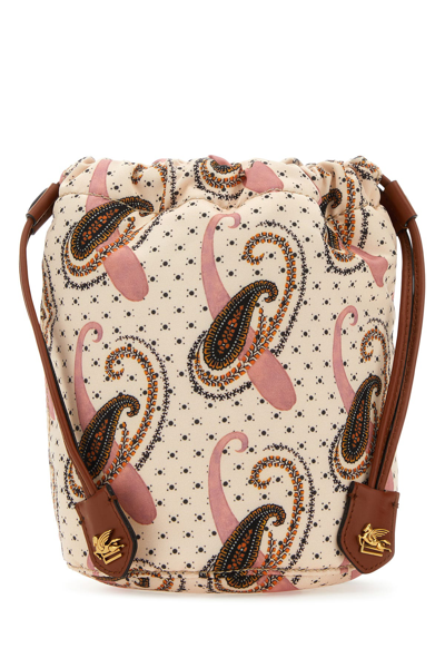 Etro Pouch With Paisley Pattern And Polka Dots In Cream