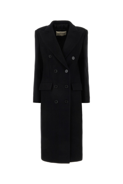 Alexandre Vauthier Double Breasted Wool Blend Long Coat In Black
