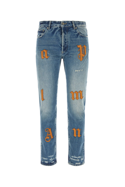 Palm Angels Man Denim Jeans In Blue