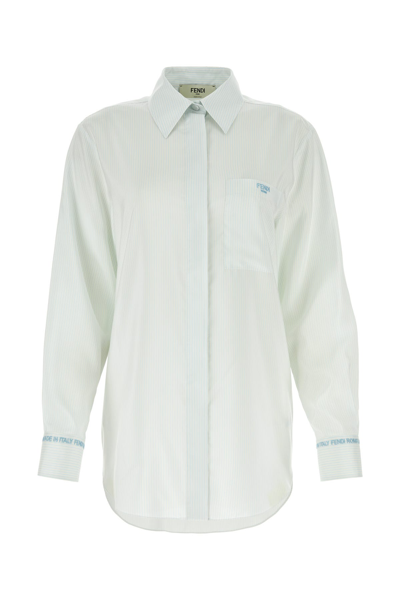 Fendi Pinstriped Shirt In Light Blue