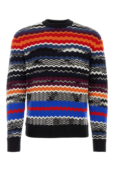 Missoni Slim-fit Striped Crochet-knit Wool-blend Sweater In Multicolor