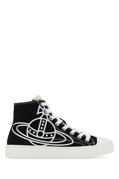 Vivienne Westwood Black Orb-print Canvas High-top Sneakers