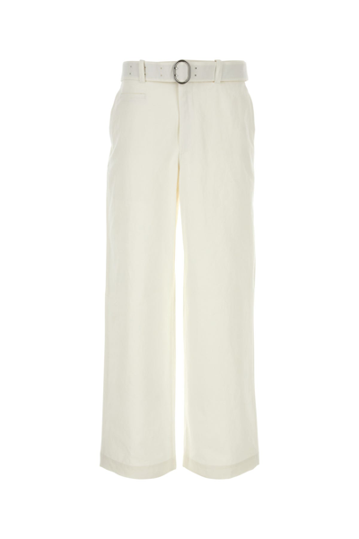 Jil Sander Belted-waist Wide-leg Trousers In White