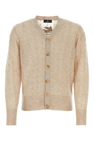 Etro Cable-knit Cashmere Cardigan In Beige