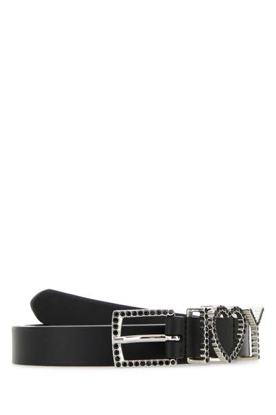 Y/project Rhinestone-embellished Leather Belt In Black