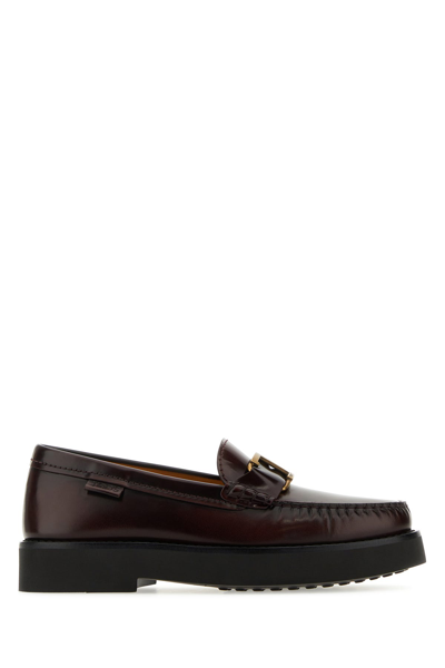 Tod's Polished Leather Loafers With Chunky Sole Detail In Black