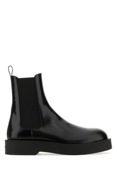 Jil Sander Leather Chelsea Boots In Black
