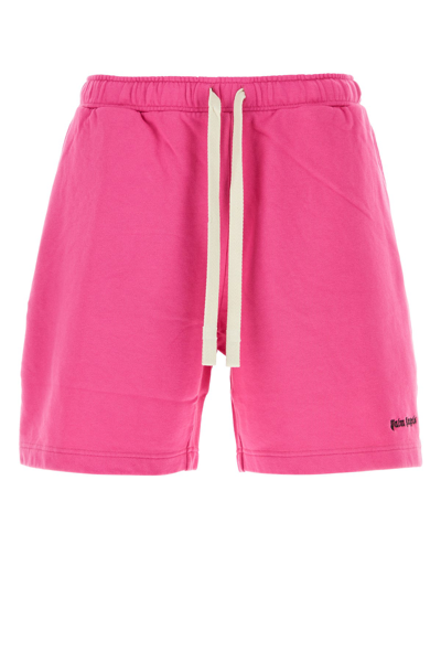 Palm Angels Man Fuchsia Cotton Bermuda Shorts In Pink
