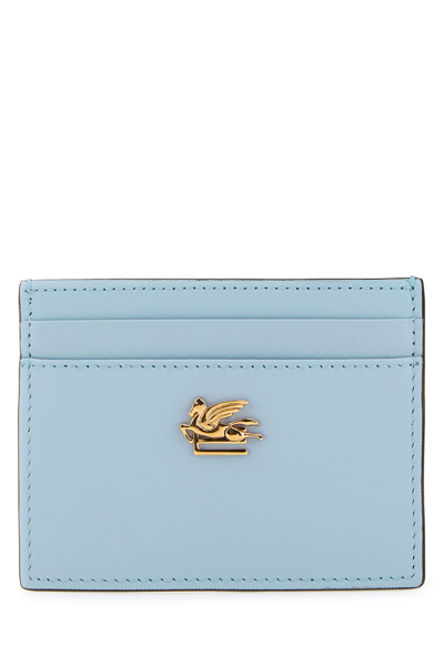 Etro Leather Credit Card Holder With Pegaso In Pastel