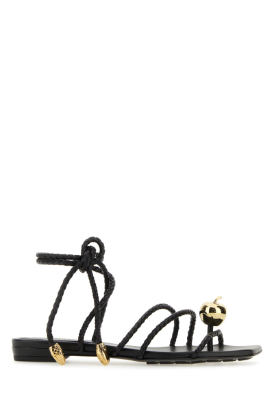 BOTTEGA VENETA SANDALI FLAT ADAM IN PELLE NERA DONNA