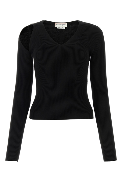 ALEXANDER MCQUEEN ALEXANDER MCQUEEN BLACK WOOL BLEND SWEATER