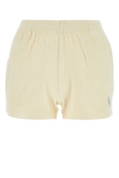 Sporty And Rich Terry Shorts With Elastic Waist And Pockets In Yellow