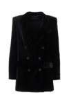 Alberta Ferretti Padded Shoulders Structured Velvet Blazer