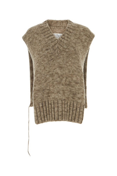 Maison Margiela Woman Melange Cappuccino Alpaca Blend Vest In Brown