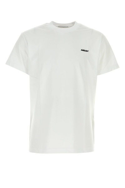 Ambush Logo-embroidered Crew-neck T-shirt In White