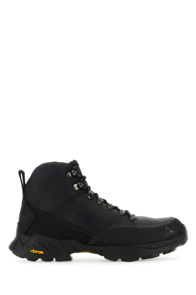 ROA ROA BLACK LEATHER ANDREAS SNEAKERS